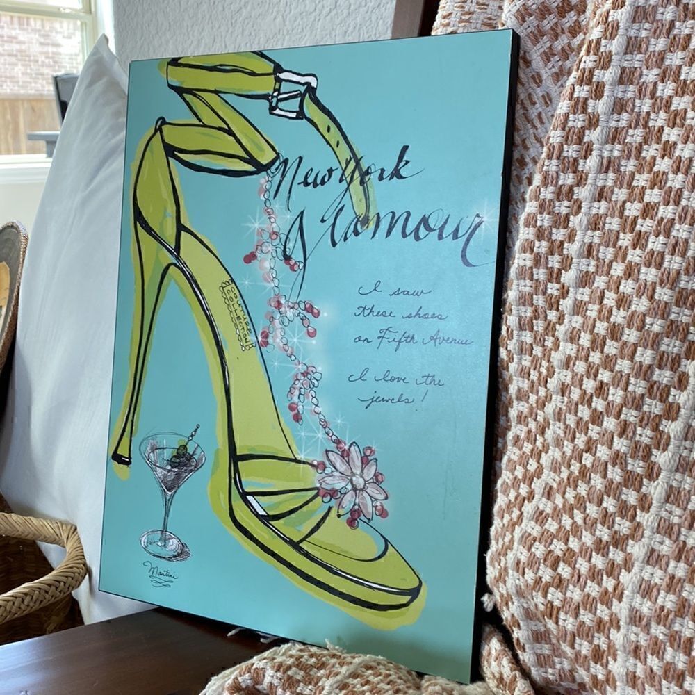 New York Glamour Wood Frame Heel Shie Martini Decor Painting - Picture 2 of 7